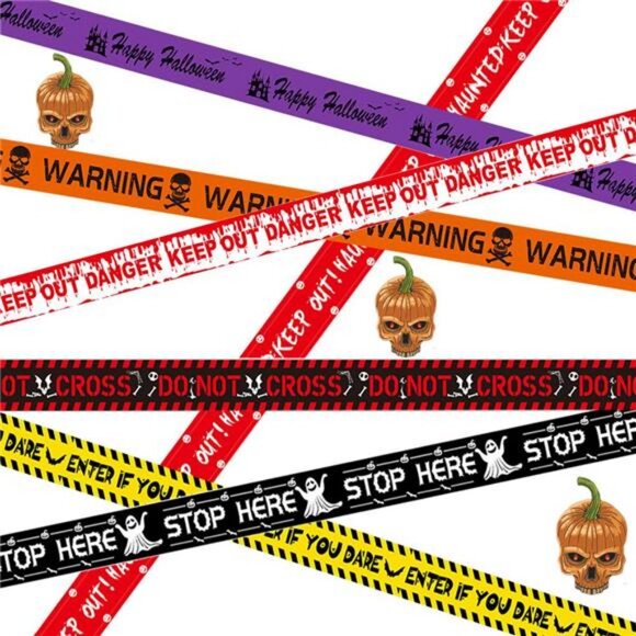 Halloween Decorations, Halloween Decor Outdoor Caution Tape Sign, 157 ft 7 kinds - Picture 1 of 8
